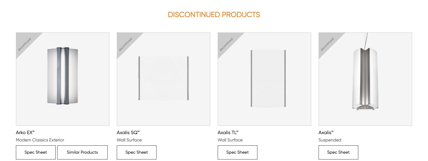 The public Discontinued Products page